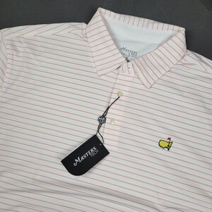 Masters Tech Performace Polo Men's XL Augusta Golf Striped White Orange SPF 30